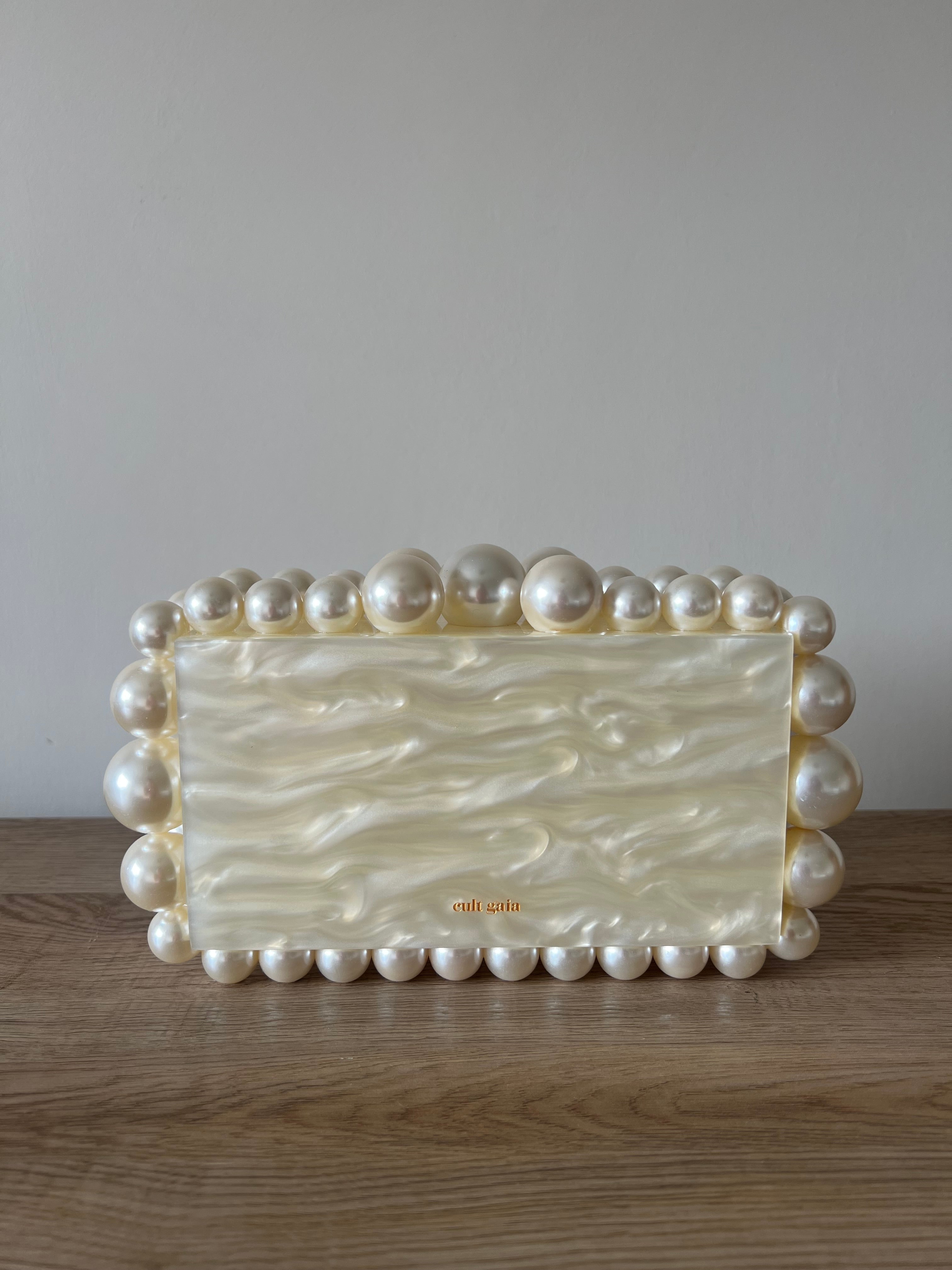 Cult Gaia Ivory Pearl Beaded Eos Clutch (RRP £320)